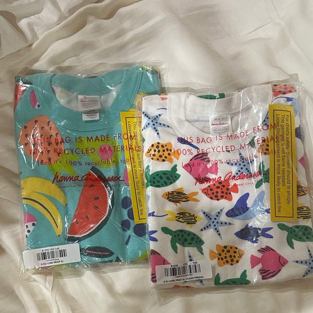 Two Pairs of Hanna Andersson Short Sleeved Pajamas NWT size 10